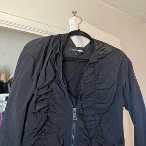 Fashion Nova Black Ruched Bomber Jacket
